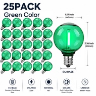 25pcs G40 RGB LED Bulb Dimmable E12 Base Colorful Globe Light Replacement Bulb Edison Style for Chri