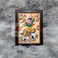 Qi Thien Dai Thanh painting 19,5x25,5cm for table made of glossy fabric + genuine composite frame