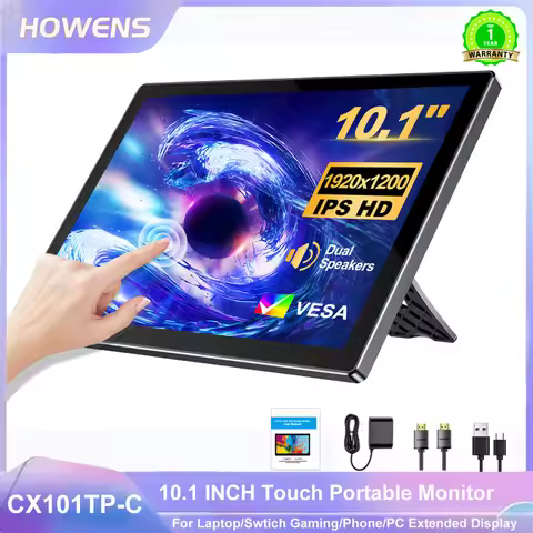 10.1 inch 1920*1200 Portable Monitor Touch Screen with 72% NTSC 60Hz 5-Point Touchscreen Dual Speake
