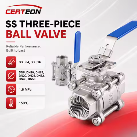 Q61F-16P Stainless Steel Three-Piece Ball Valve 304 316L DN8-DN50 Industrial Water System Pipe Contr