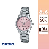 CASIO นาฬิกาข้อมือ CASIO รุ่น LTP-V005D-4BUDF วัสดุสเตนเลสสตีล สีชมพู