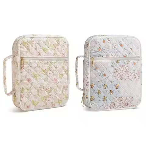 New Floral Bible Cover with Handle Large Capacity Bible Bag Multilayer Quilted Cotton Church Bag for