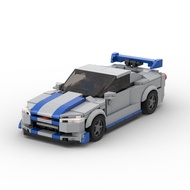 MOC Nissan GTR R34บล็อกตัวต่อรถบังคับสุดสำหรับเด็กอิฐงานช่างใช้ได้กับเลโก้