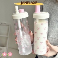 JANELAXE932JN Water Bottle, Bowknot Plastic Straw Cup, Cute 500ml Large Capacity Coffee Cup Juice Mi