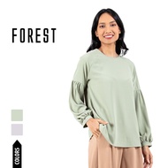 Forest Ladies Woven Long Bishop Sleeve Blouse 822366