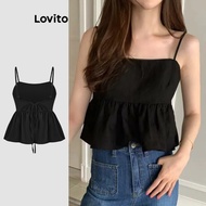 (Trendy) Lovito Sexy Plain Buckle Soft Skin Tummy Control 4-way stretchy Black Shapewear for Women L