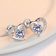 hikaw silver earrings 925 original italy Love set diamond zircon birthstone earrings for women for k
