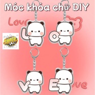 DIY Double Name Letter Cute Bear Keychain Bestie Friend Keychain Gift Supplies