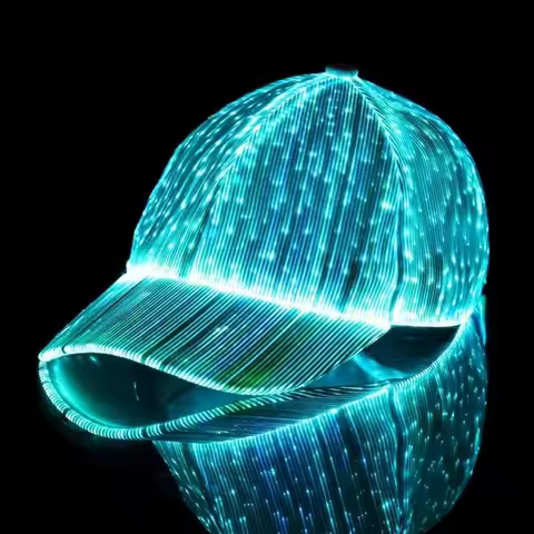 7 Colors Changing Fiber Optic Cap Rechargeable USB Charging Luminous Glowing Hat Flashing Light Up C