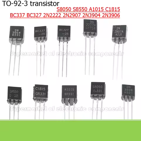 50PCS/LOT TO-92-3 transistor BC337 BC327 2N2222 2N2907 2N3904 2N3906 S8050 S8550 A1015 C1815