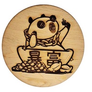 台灣檜木杯墊-悠閒水豚