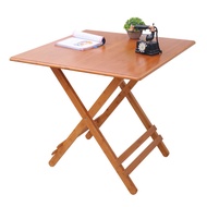 HY/🎁KT44Bamboo Folding Table Small Square Table Foldable Desk Dining Table Mahjong Table Household Outdoor Balcony Stool