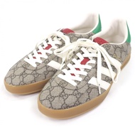全新 □ GUCCI adidas 715222 Gazelle GG Supreme 皮革低筒運動鞋 米色 26.5碼 義大利製造 男款 附防塵袋