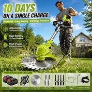 1298VF  Mesin Rumput Rechargeable Cordless Grass Trimmer Lawn Mower Li-Ion Battery Mesin Potong Rump