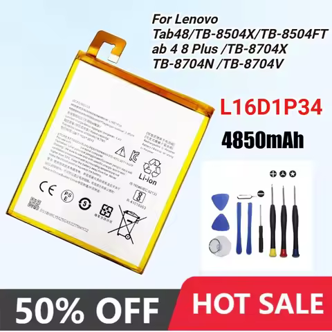 2025 Year Battery L16D1P34 For Lenovo TAB4 8 TB-8504N TB-8504X TB-8504F TAB4 8 plus TB-8704F 8704N 8