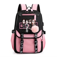CUSALBOY Kpop Backpack Lisa Rose JISOO Jennie Shouler Bag Messenger Bag Fashion USB Charging Backpac