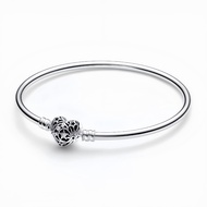 【100% Genuine】Pandora Celestial Heart Clasp Bangle Bracelet Silver Perfect Gifts Womens Bracelet