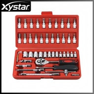 Essential 46pcs Socket Wrench Set with Ratchet Spanner and Spark Plug Tools in Durable Box