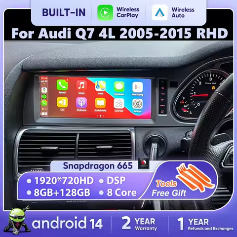 Android 14 Car Multimedia Player CarPlay For Audi Q7 4L RHD GPS Navigation Auto Radio Stereo DSP WIF