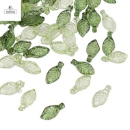 POYFOX Green Transparent Leaf Shape Beads, Green Acrylic Beads Green Acrylic Leaf Beads, Leaf Shape 