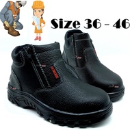 [READY STOCK] Men / Ladies Safety Shoe Double Zip Ankle Boot / Kasut Safety Keselamatan Wanita / Lel