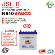 JSL II Brand Dry Charged Battery 12V  40AH Automotive Battery NS40 Super Power Battery