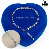 Gelang Perak Asli Wanita Silver 925 Lapis Emas Putih Rantai Nori Catena Plat Permata - Gelang Wanita