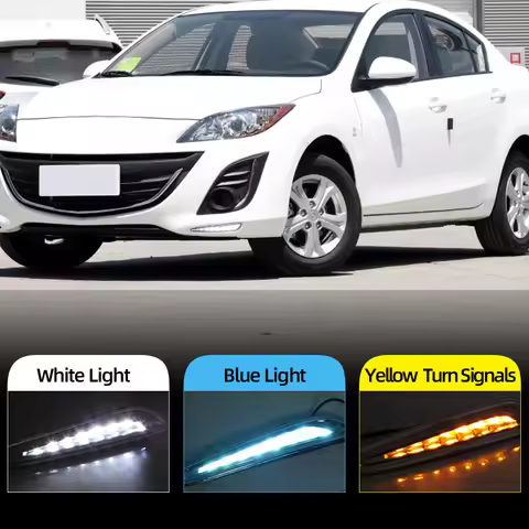 2PCS DRL For Mazda 3 Mazda3 Axela 2010 2011 2012 2013 Daytime Running Lights fog lamp Yellow turn si