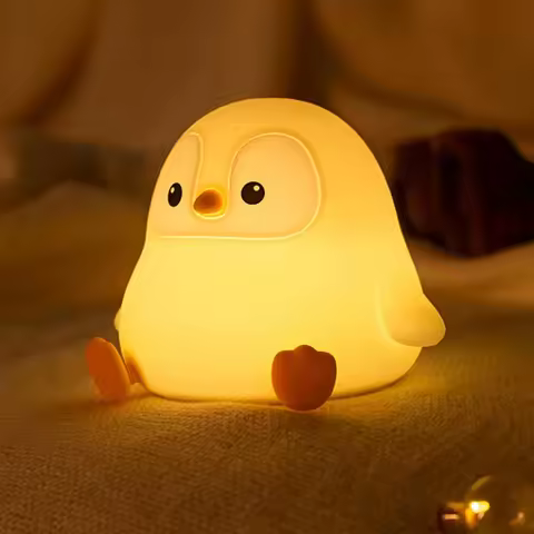 Cute Penguin Night Light,LED Squishy Novelty Lamp,2 Levels Dimmable Nursery Bedroom Nightlight for K