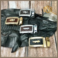 4cm Premium Crocodile Leather Belt Head, Genuine Crocodile Leather Belt Buckle Head with Automatic B