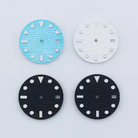 Manbushijie 28.5mm black blue sterile watch dial luminous fit NH34 NH35 movement fit 3/3.8/4.2 o'clo