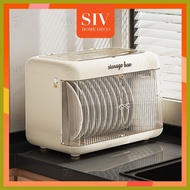 ☸ ◷ ♣ SIV Foldable Plastic Dish Drainer Cabinet Aesthetic Dish Storage Dryer Cabinet With Cover For