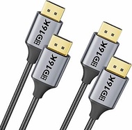 SWITCHFLUX 2 Pack 16K DisplayPort Cable 3FT [16K/8K, 4K@240Hz 165Hz 144Hz, 2K@240Hz] DP 2.1 Cord 48G
