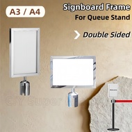 Queue Stand Display Frame A4 A3 Signboard Vertical Horizontal Stainless Steel Q stand Poster Holder