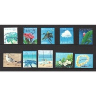 JAPAN 2020 SUMMER GREETINGS BEACH & SEASIDE 84 YEN COMP. SET OF 10 STAMPS IN FINE USED CONDITION