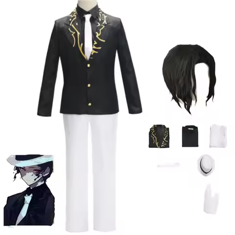 Anime Kibutsuji Muzan Cosplay Costume Wig Black Coat Uniform Shirt Formal Hat Full Set Man Woman Hal