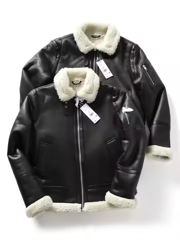 Men's B3 Bomber Jacket Faux Fur Cotton Vest Jacket Retro Motorcycle Style Windproof Warm Short Sleev