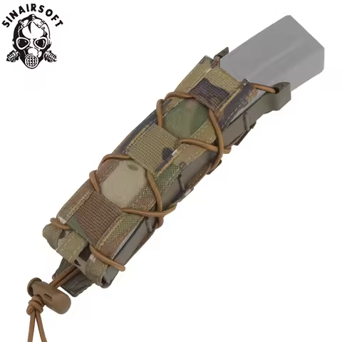 Tactical 9mm Extended Pistol Magazine Pouch Submachine Gun Long Single Mag MOLLE Malice Clip MP5 MP7