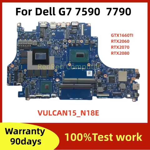 VULCAN15_N18E For Dell G7 7590 7790 Laptop Motherboard CN-0PNVXJ CN-0MXHK3 CN-08T1X2 P40E Mainboard 