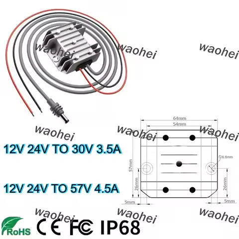 DC-DC Step-up Module 12V to 57V 4.5A/30V 3.5A Power Supply 12V 24V to 30V 57V Booster with DC power 