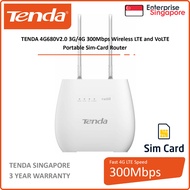 TENDA 4G680V2.0 3G/4G 300Mbps Wireless LTE and VoLTE | 1x Sim Card Slots | Portable Router | Travel Router