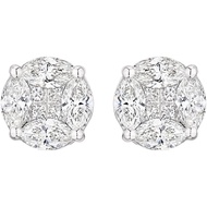 Leviev, Cluster Diamond Earrings 1.71ct 18K Gold: Luxury