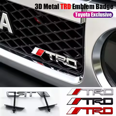 3D TRD Logo Car Front Grille Trunk Metal Emblem Badge For Toyota Supra Aygo Prado RAV4 Hilux Yaris C
