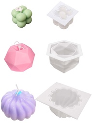 3入組/套立方體蠟燭矽膠模具 - 立方體、六角形、風車形狀DIY香薰石膏肥皂裝飾鑄造模具