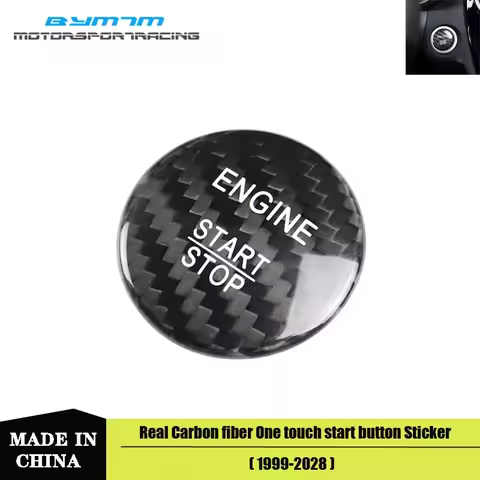 Black Real Carbon fiber One button start Stop cover Sticker For BMW E90 E92 e46 e91 e93 e82 e87 e88 