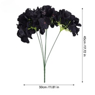 YESPERY 5Pcs Halloween Gothic Black Hydrangea Flowers Large 5-Head Artificial Flower Bouquet Dark Ha