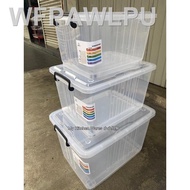 【newreadystock】◘Abbaware Clear Storage Box Transparent (30L/50L/80L) Kotak Simpanan roda/Storage Box with wheels/ Storag