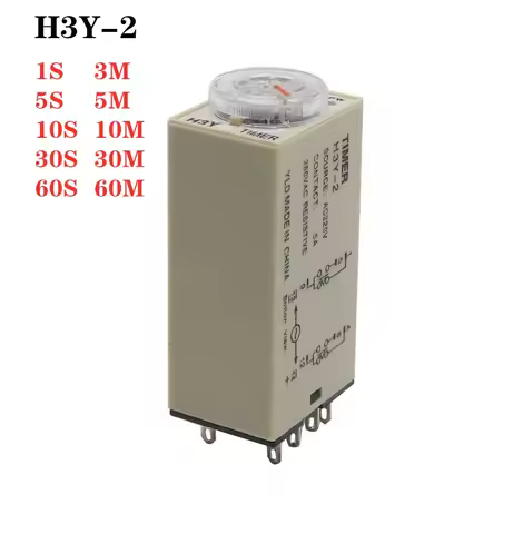 1pcs Power on Delay Time Relay H3Y-2 Small 8-pinDC12V24vAC220v Timer Switch 1S 3S 5S 30S 60S 5M 10M 