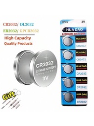 華道cr2032按鈕電池3v鋰電池,適用於手錶、玩具、計算機、汽車遙控鈕扣電池