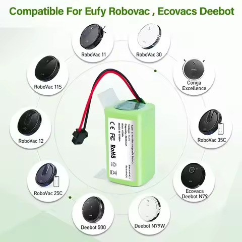 PURFIELD 14.4V 2800mAh 4S1P Li-ion Rechargeable Battery for Conga Ecovacs N79S Eufy Robovac 11 11S 1